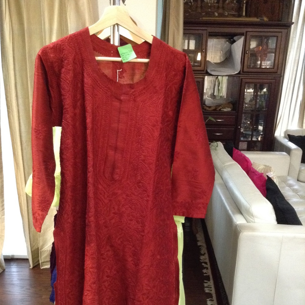 Rich maroon raw dupion vegan silk kurta